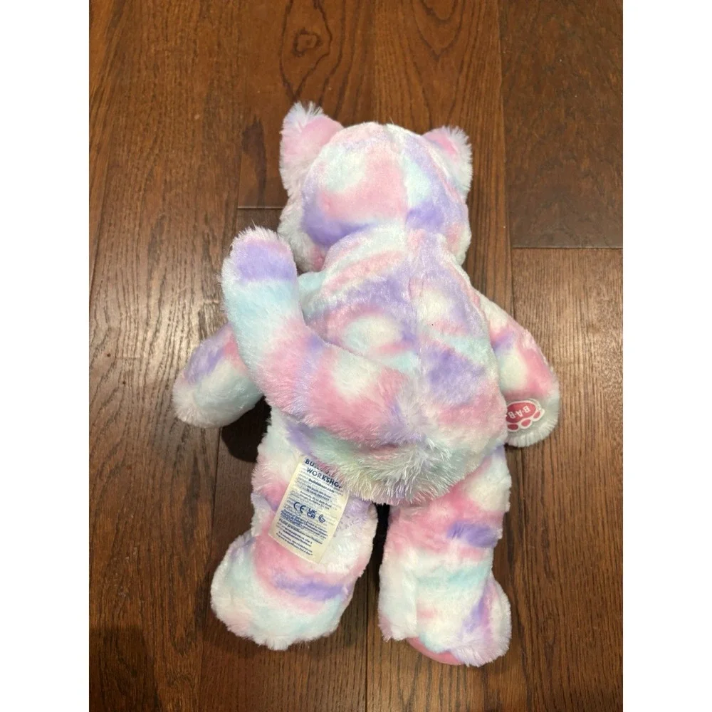 Build A Bear Workshop Plush Pastel Swirl Tie-Dye Kitty Cat Pink Purple Rainbow